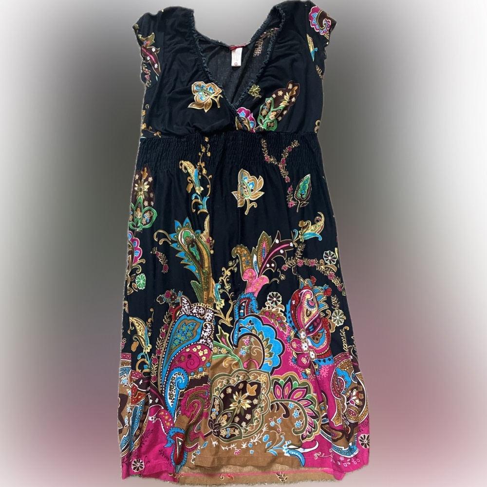 DownEast Y2K Black Dress with Floral Design Size S